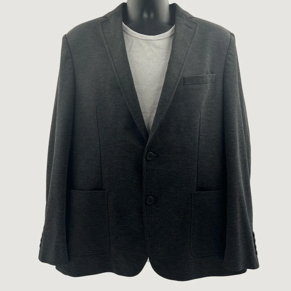Haggar‎ H26 Brooklyn Blazer Mens Charcoal Grey Tailored Fit Hooded Sport Coat